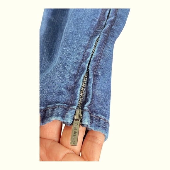 True Religion Women's X Manchester United Skinny Stretch Denim Overall Jumpsuit - Picture 10 of 15